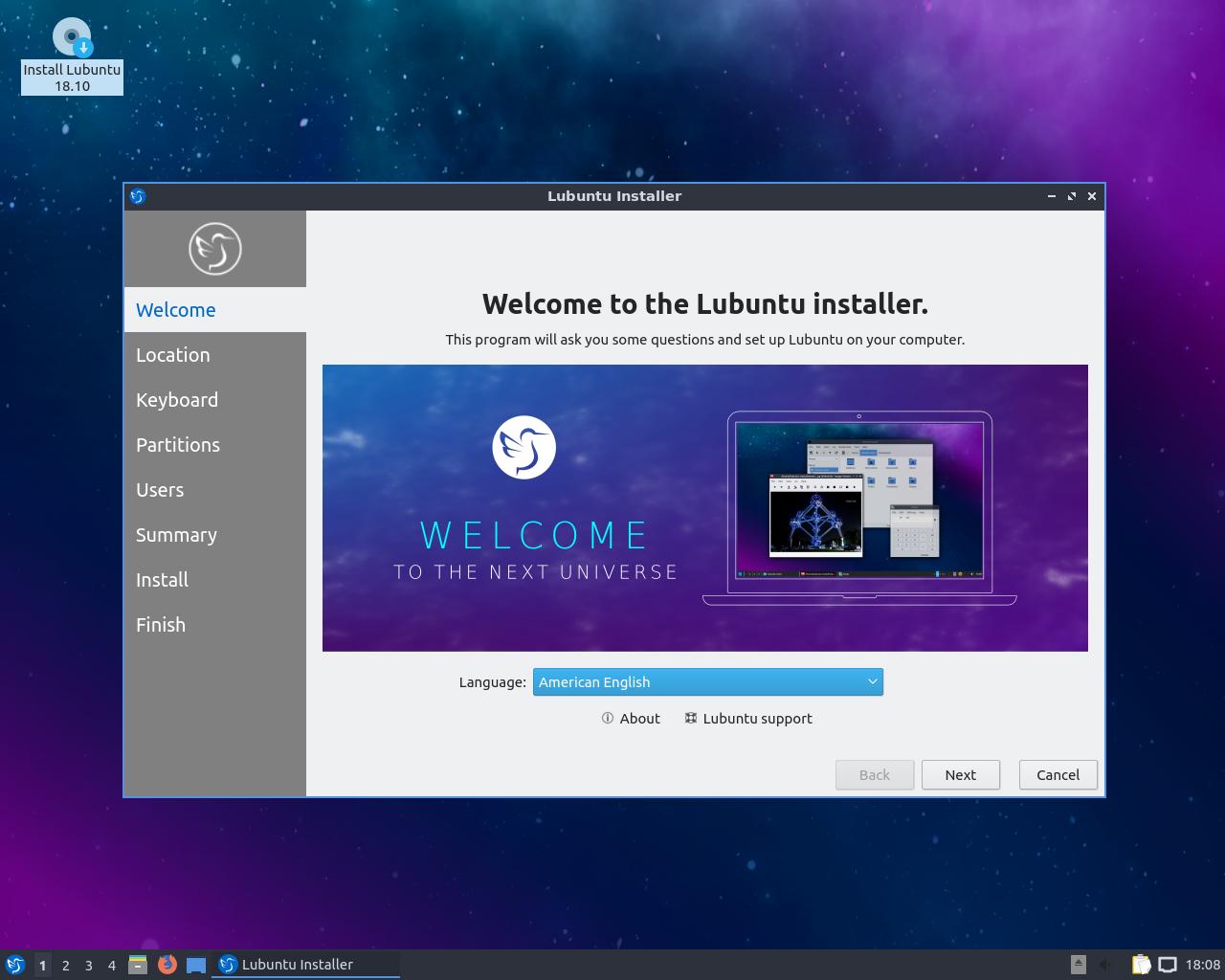 Lubuntu 18.10 - Διαδικασία Εγκατάστασης