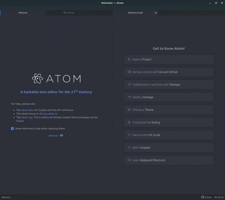 Εγκατάσταση Atom text editor στο Ubuntu